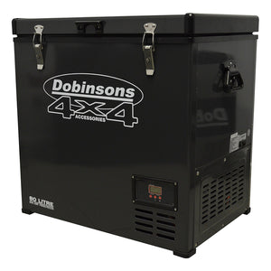 DOBINSONS 4×4 80 LITER DUAL ZONE 12V PORTABLE FRIDGE FREEZER, FREEZES AND REFRIGERATES AT SAME TIME, INCLUDES FREE COVER BAG